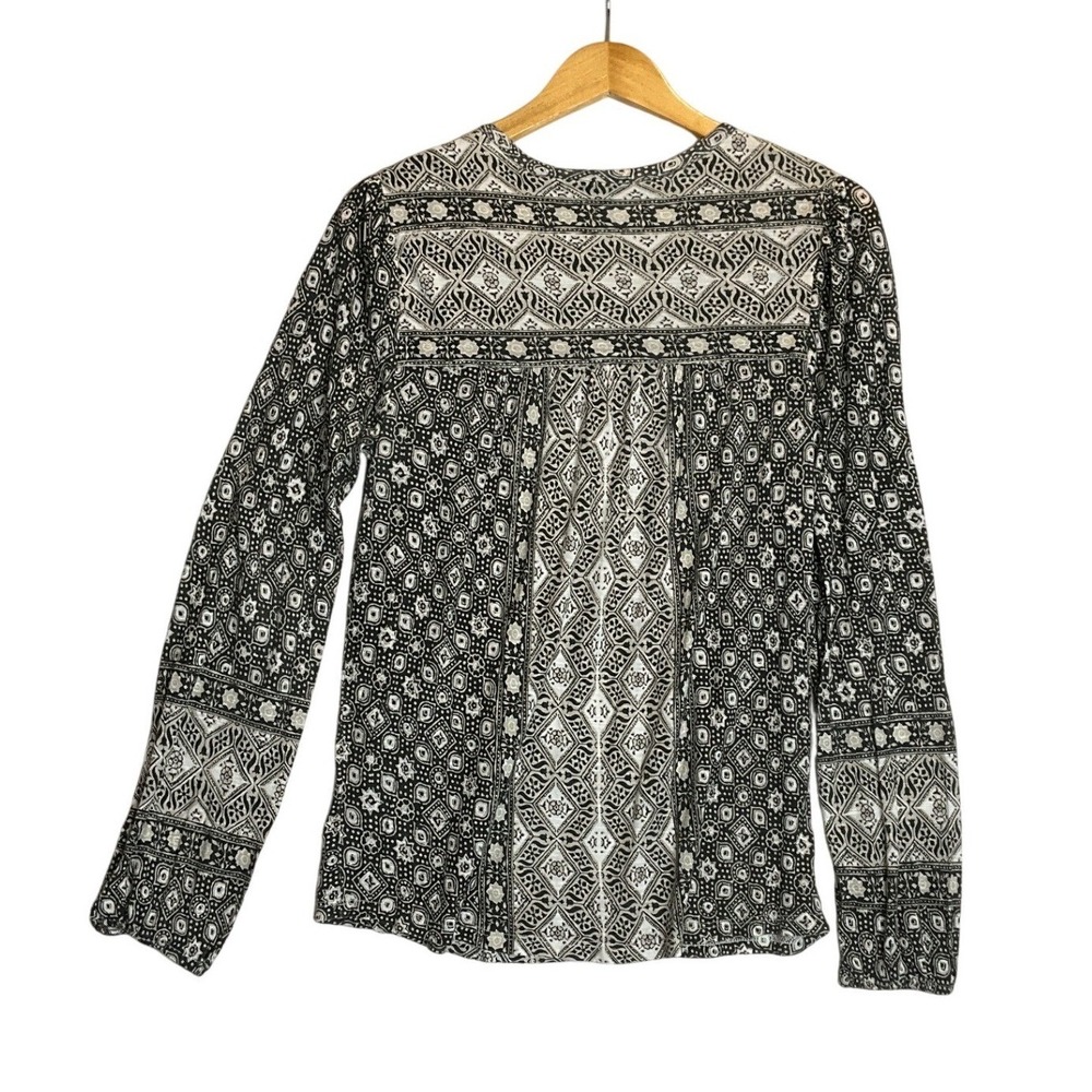 Lucky Brand Boho‎ Black Top Tunic Peasant Blouse Oversized Western Cottagecore S - Picture 2 of 4